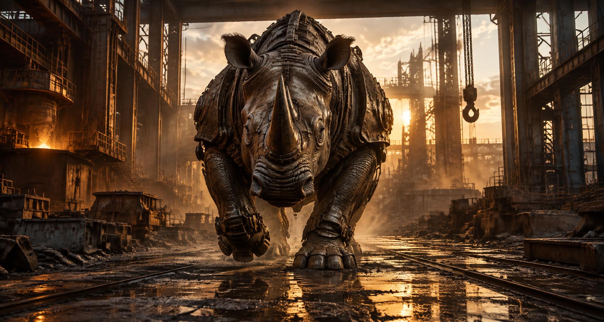 Biomechanical creature in a cinematic industrial world